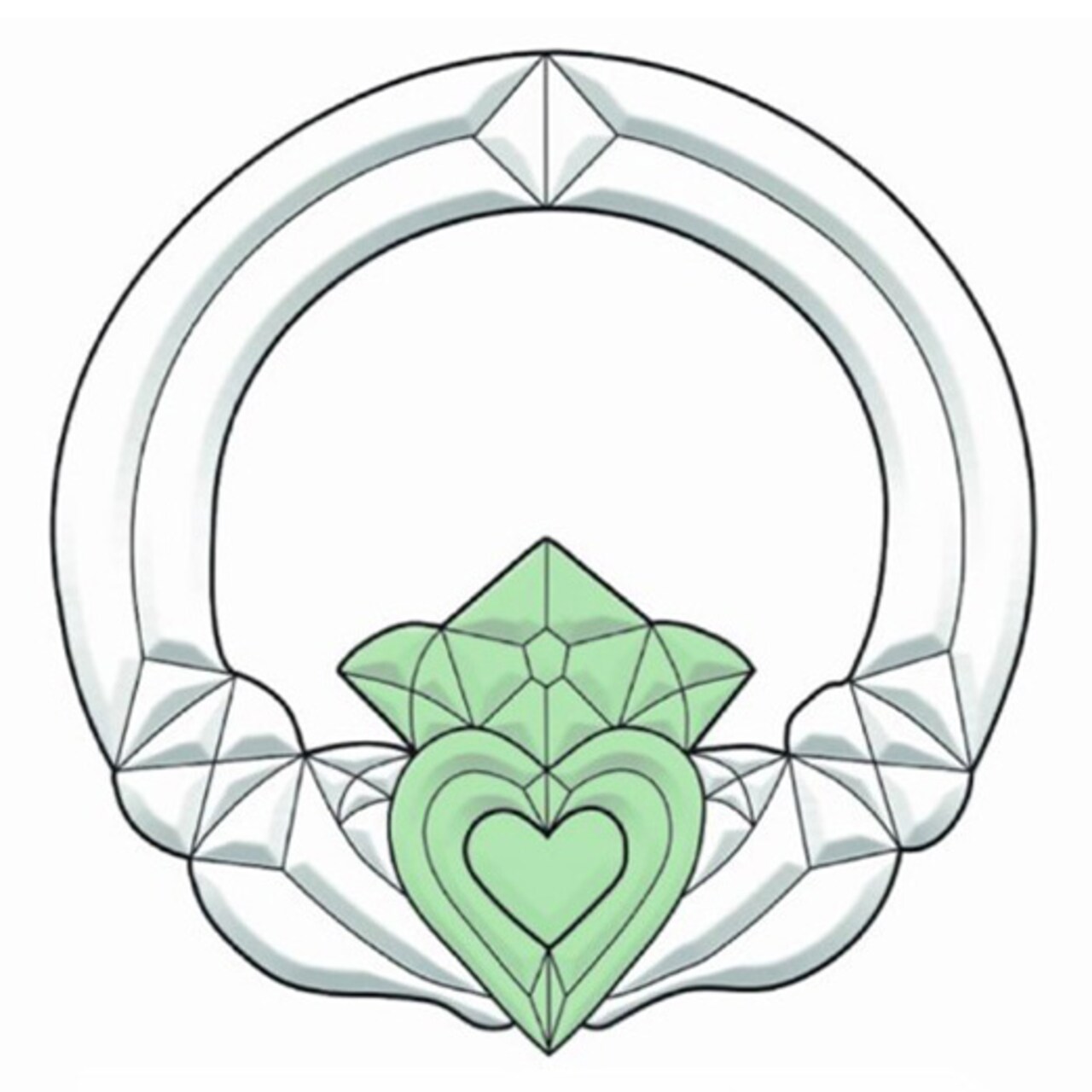 6"x6-1/4" Colored Exquisite Glass Irish Claddagh Bevel Cluster COEC821